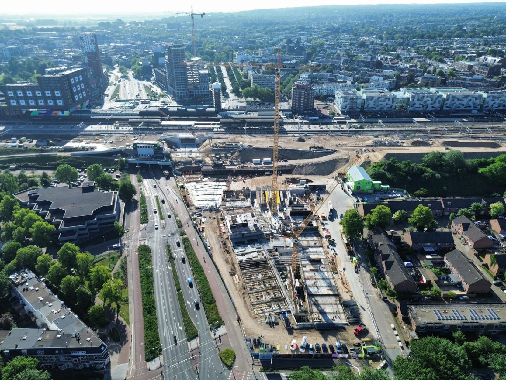 De bouw van Nimwest gezien vanuit de lucht